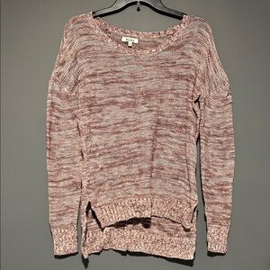 Mudd Women's Maroon and White Knit Sweater